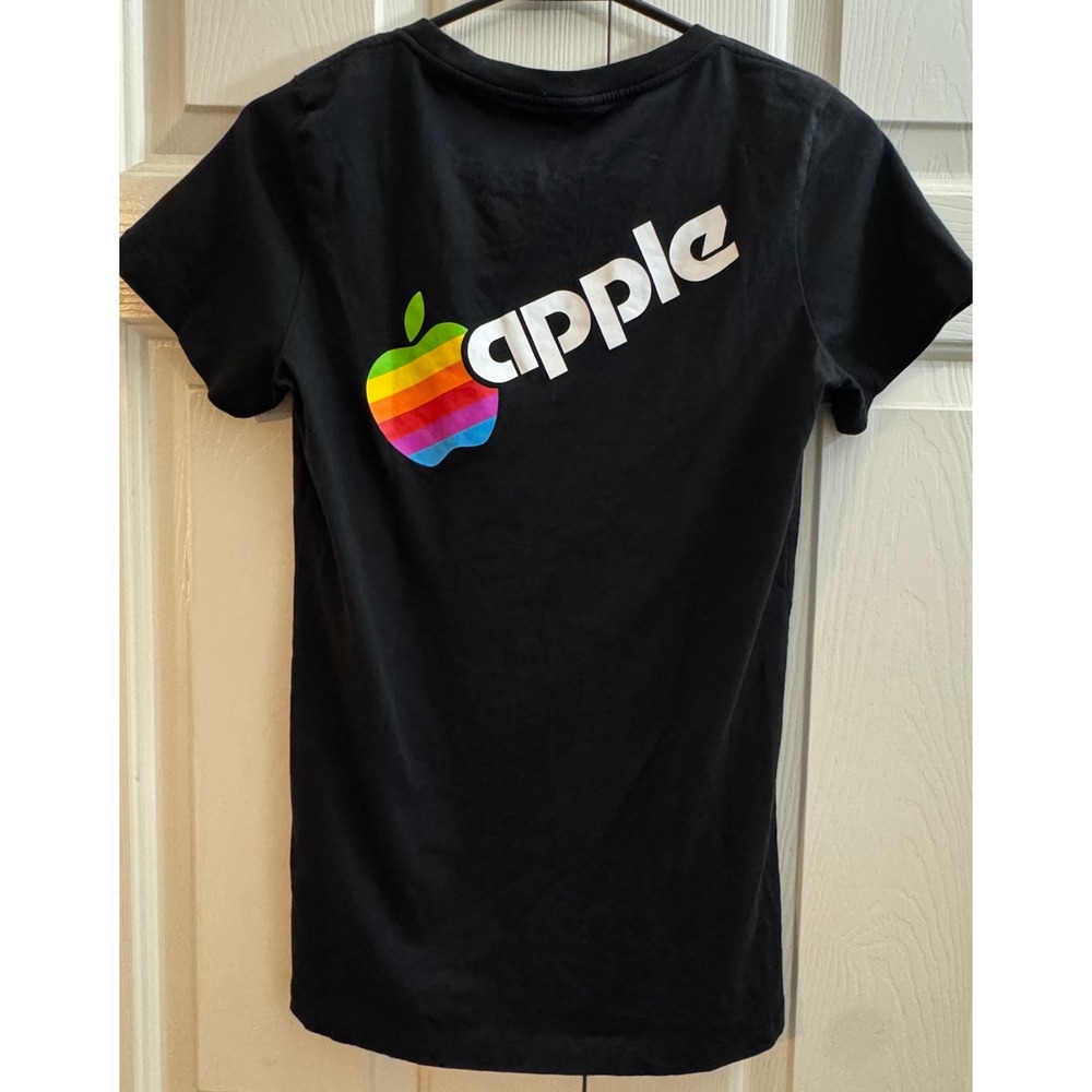 Apple Employee Exclusive Rainbow Logo Tee Black Sz WM Tech Streetwear Normcore